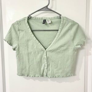 Divided H&M button crop top, size small